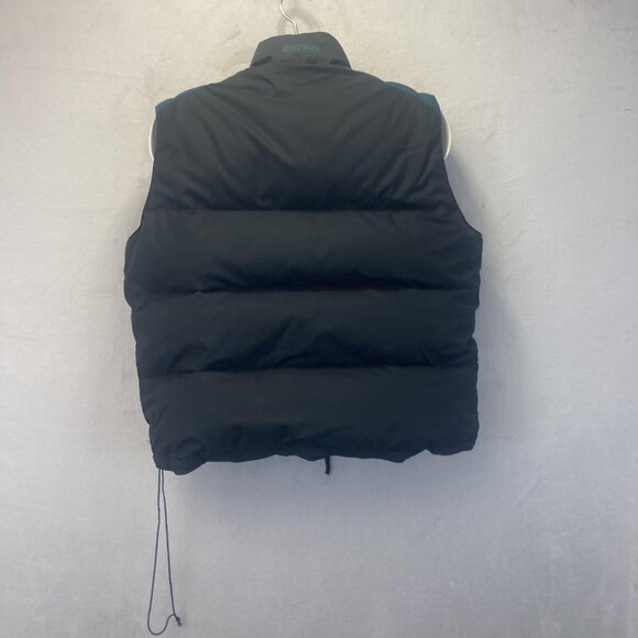 Vintage 90s Down Puffer Vest Mens Large L Black Blue Zip Warm Insulated Winter - Picture 3 of 16